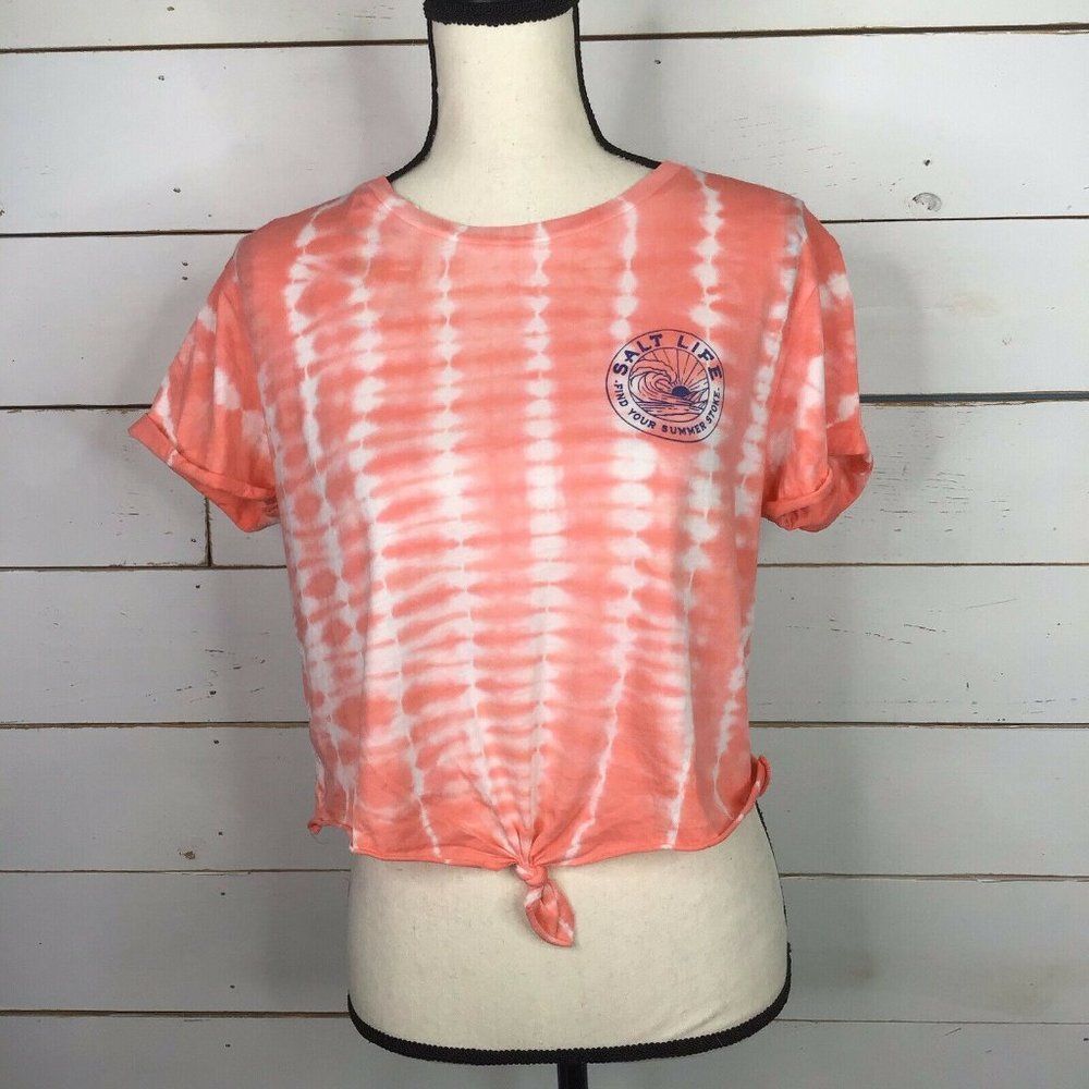 New Salt Life Cropped T Shirt Tie Dye Flamingo Pink Women's XL